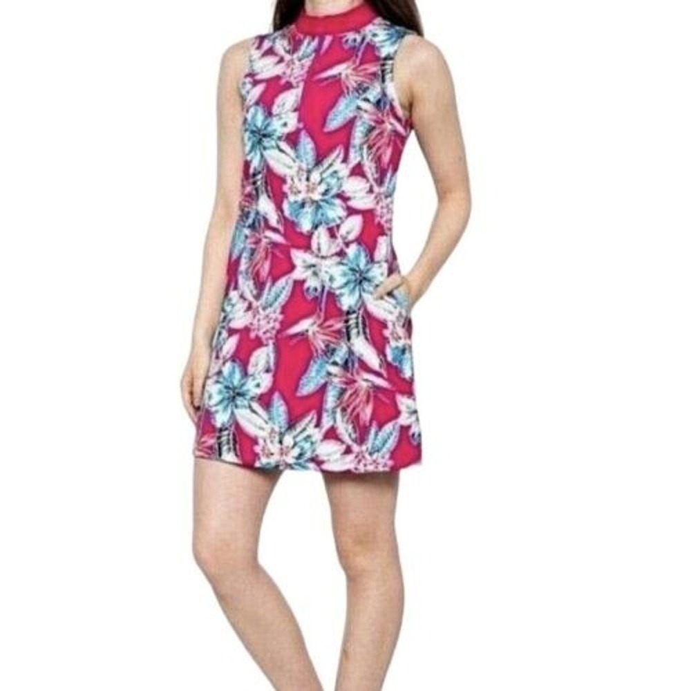 Tommy Bahama‎ Golf Dress Floral Print Sleeveless Zip Neck Performance Women's XS